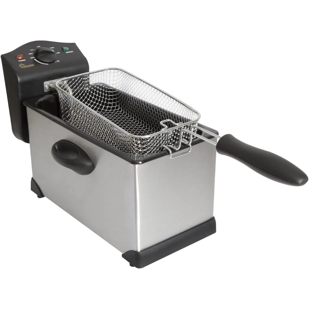 

3-Liter Stainless Steel Electric Deep Fryer, 1700W, Silver/Black