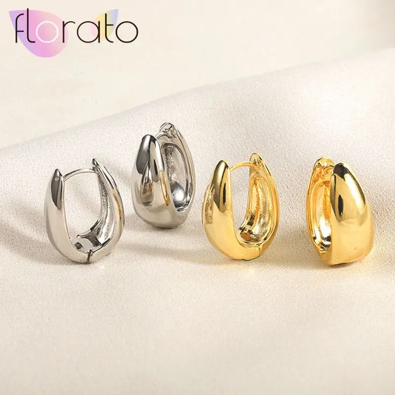 

925 sterling Silver Ear Needle Classic Retro Hong Kong Style Oval Pointed Curved Smooth Earrings Women's Fashion Jewelry Gifts