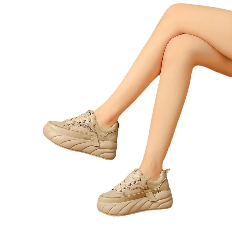 Autumn Thick Soled Sports Shoes for Women 2024 Fashion Platform Increase Sneakers Female Lace Up Casual Style Vulcanized Shoes