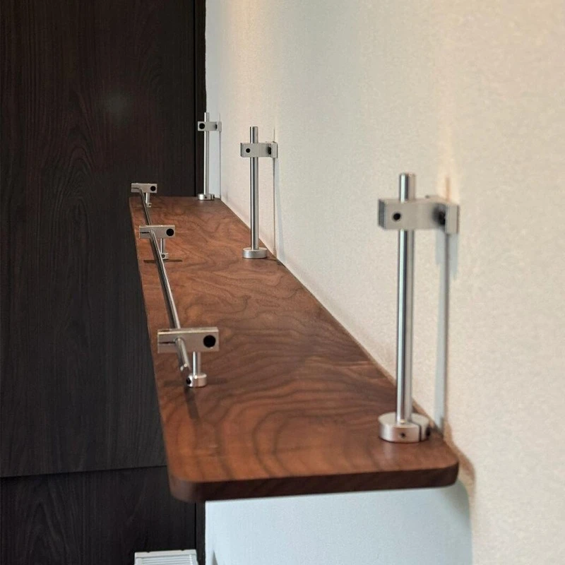 Simple optical axis stainless steel wall rack, wall display storage rack, household living room display rack, storage rack