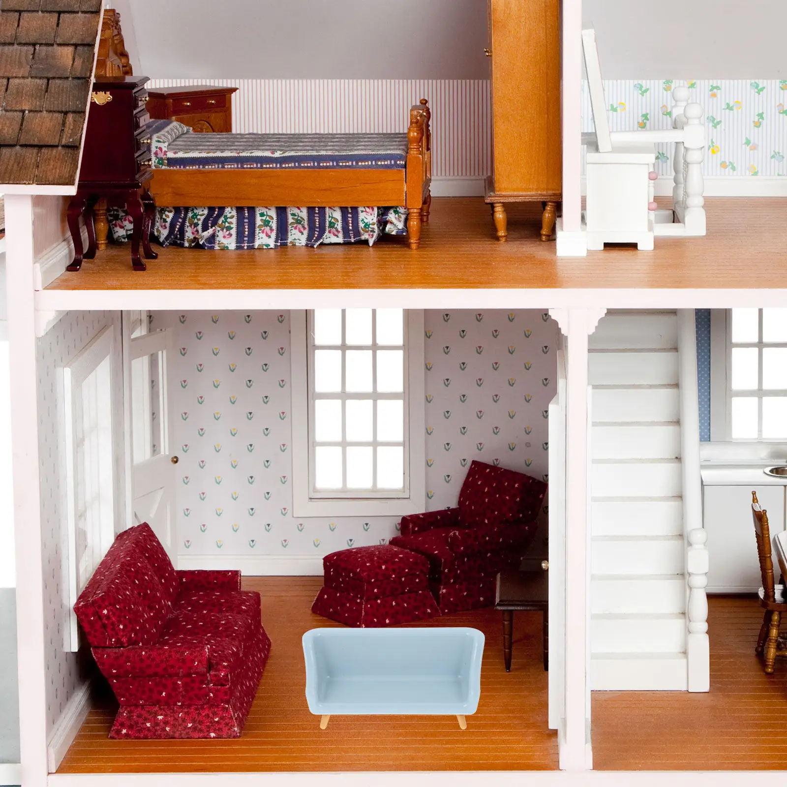 

Mini House Sofa Lifelike Sky-Blue Decorative Miniature Sofa Adornment Compact Lightweight Mini Furniture Accessories for Room