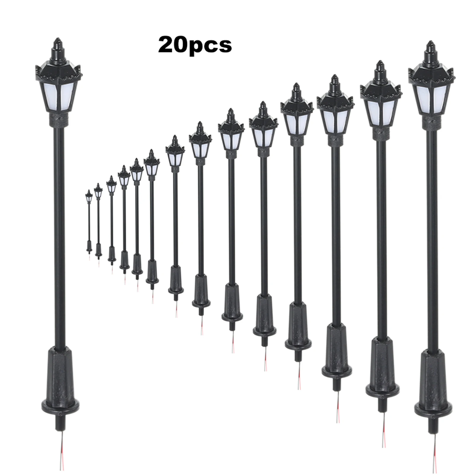 20pcs Warm White Model Street Lights Layout Lamppost Railway Train Garden Playground Scenery Led Lamp Lighting 1:150 Scale 65mm