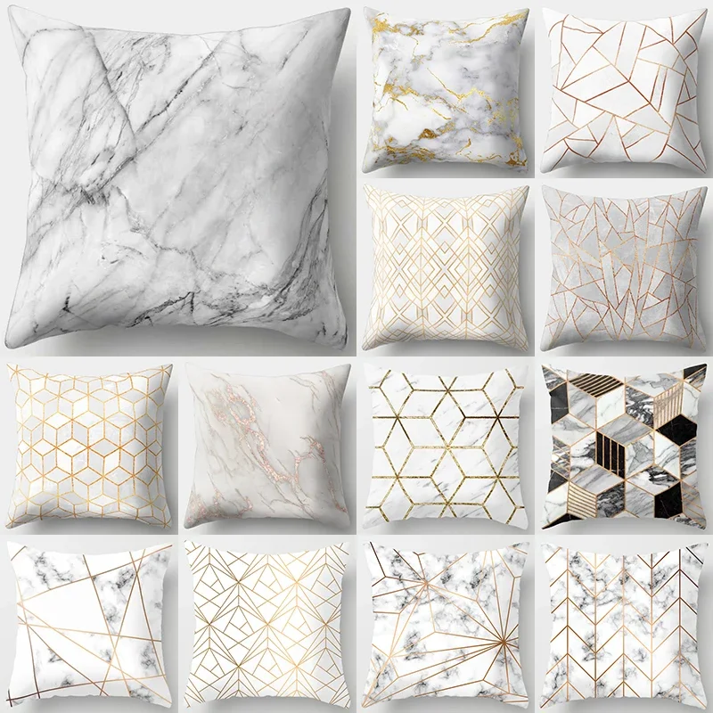 

Home Decor Geometric Marble Print Sofa Cushion Decorative Pillowcase Polyester Square Throw Pillow funda de almohada