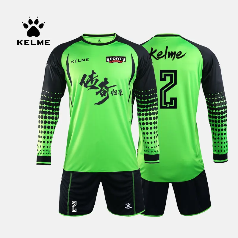 Футбольные майки KELME вратаря, мужские футболки с длинным рукавом, защитная губка 9161ZB1002