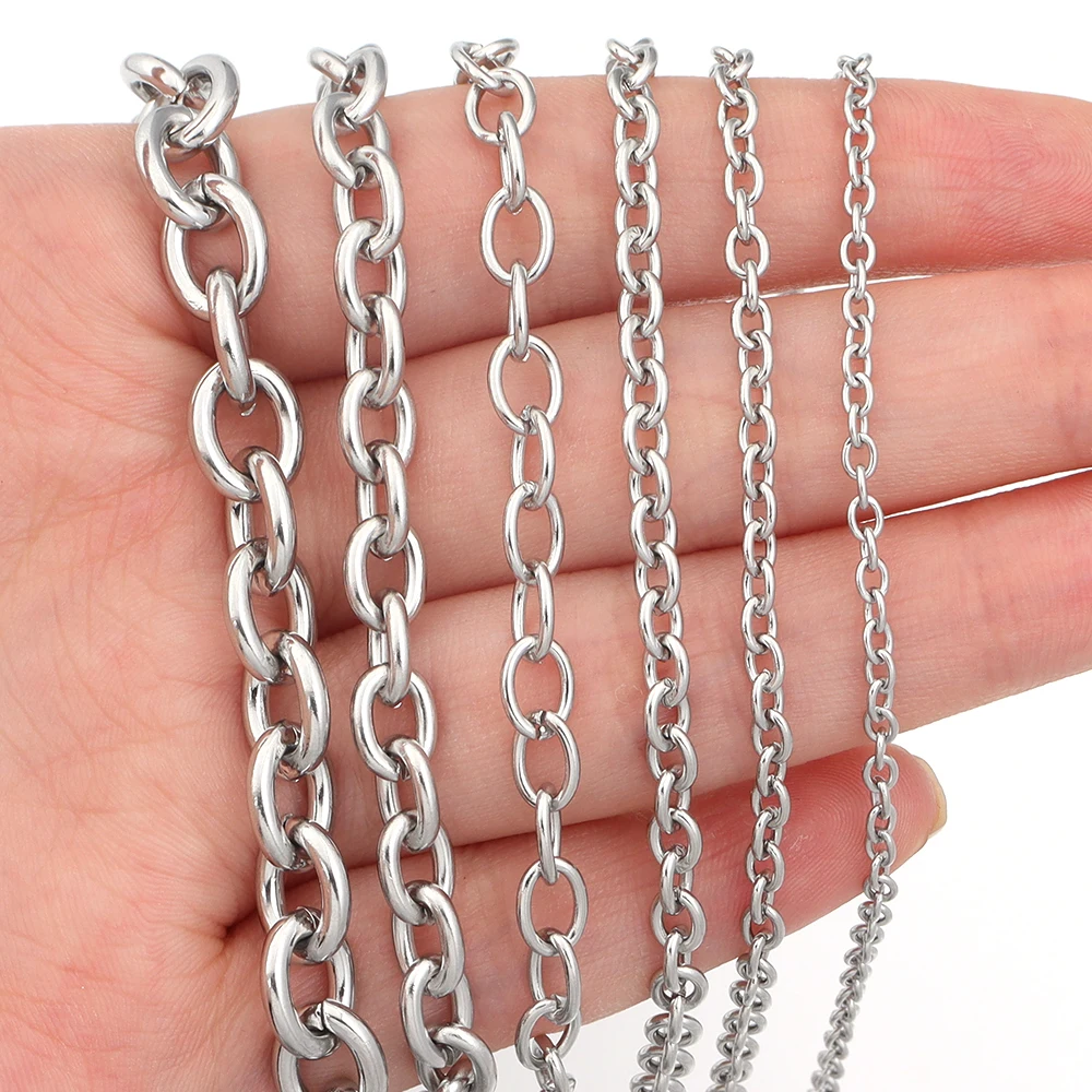 5Yard/lot Stainless Steel Chain Loose Cross Chain 2.2x3/3x4/4x5/5x7/6x8/8x10mm Pendant Necklace Accessories DIY Jewelry Making