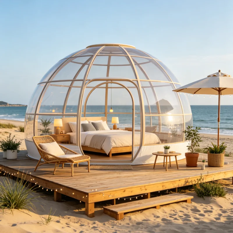 Customized Starry Geodesic Tent Outdoor Camping Waterproof PVC Panoramic View Easy Setup Family Use Glamping
