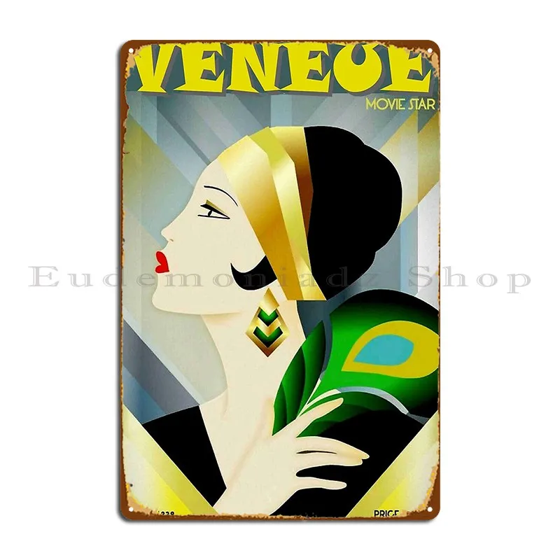 Veneue Vintage 1929 Abstract Flapper Advertising Print Metal Sign Poster Bar Decoration Vintage Vintage Custom Tin Sign Poster