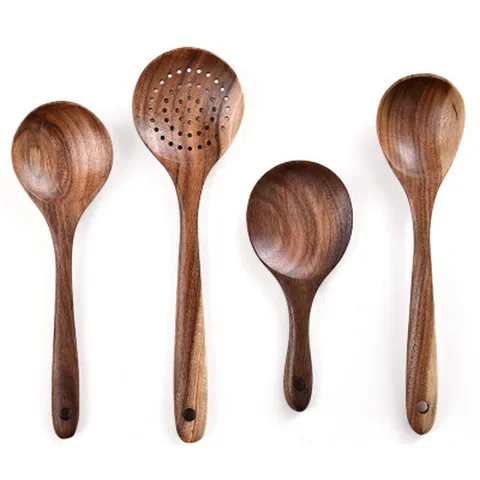 

Thailand Teak Natural Wood Tableware Spoon Ladle Turner Long Rice Colander Soup Skimmer Cooking Spoons Scoop Kitchen Tool Set