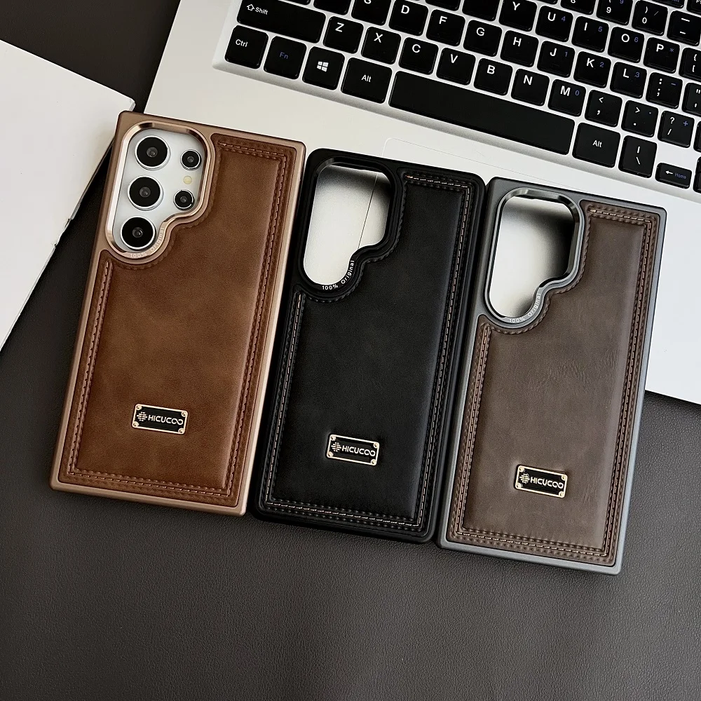 Luxury High End Business Leather Phone Case For Samsung Galaxy S25 S24 Ultra S25 Plus Shockproof Protective Soft Back Cover