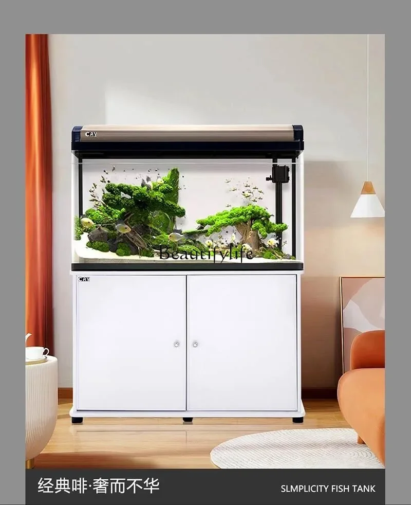 

yj9HD Glass Desktop Aquarium Front Three Sides Hot Bending One Float Glass Medium and Large Cylinder Upper Filter Cylinder