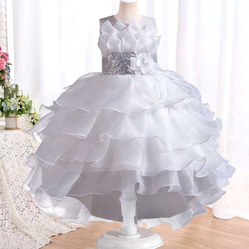 New Girls Elegant Princess Dress Embroidered Sequins Birthday Ball Evening Dress Party Fluffy Cake Dress 4-12 Years Old clothin