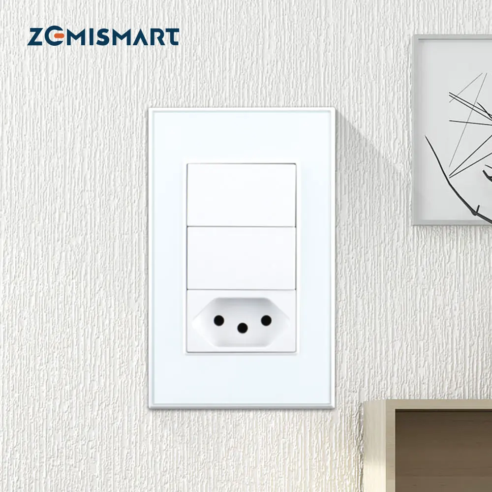 Zemismart Zigbee Smart Brazil Socket 10A 20A with Two Switch Tuya Brazilian Wall Outlet Switch Alexa Google Home Voice Control