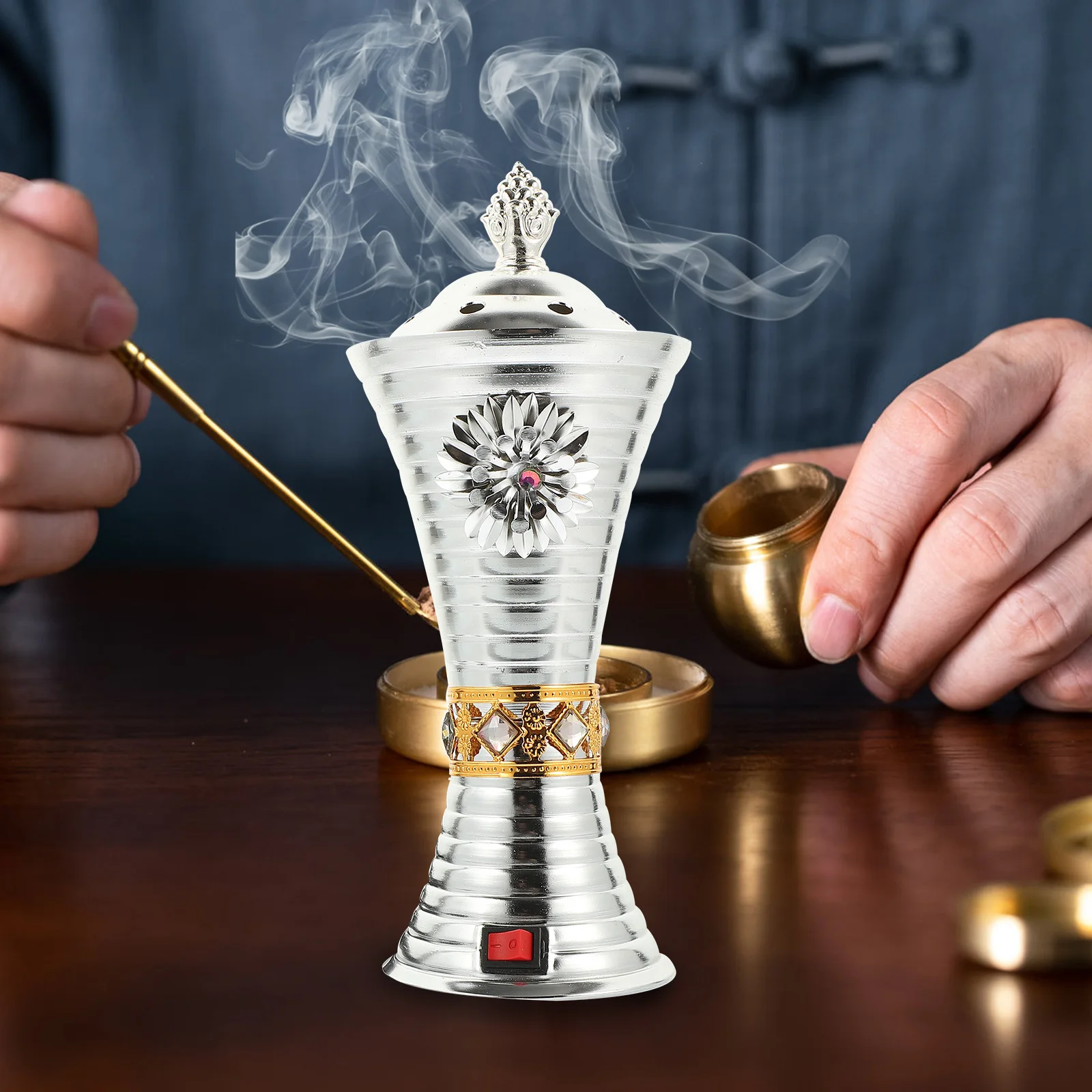 

Electric Censer Incense Burner Iron Decorative Incense Holder Eu Plug Desktop Aroma Burner Home Office Living Room