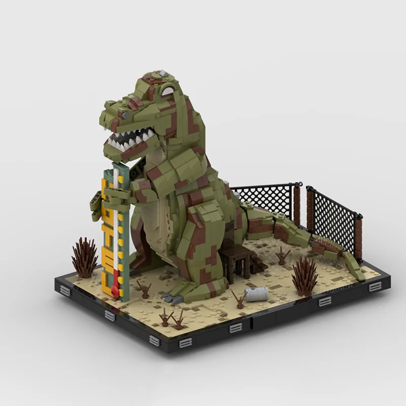 MOC 게임 Dinky T-Rex From From Fallout New Vegas City 스트리트 뷰 모델 빌딩 블록, DIY 어린이 조립 벽돌, 장난감 선물, 2268PCs