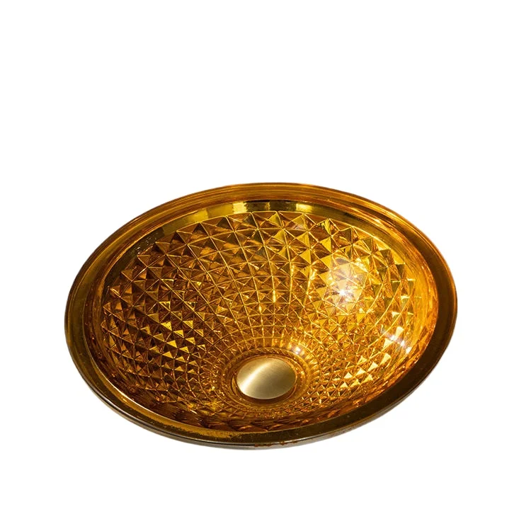 Bathroom electroplated glass art basin hotel bathroom light luxury round table wash basin
