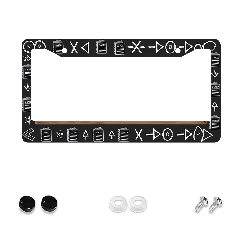 

1 шт. черная рамка номерного знака с 2 отверстиями в стиле классной доски с белыми символами и рисунком книг, алюминиевый материал, 6x12 дюймов