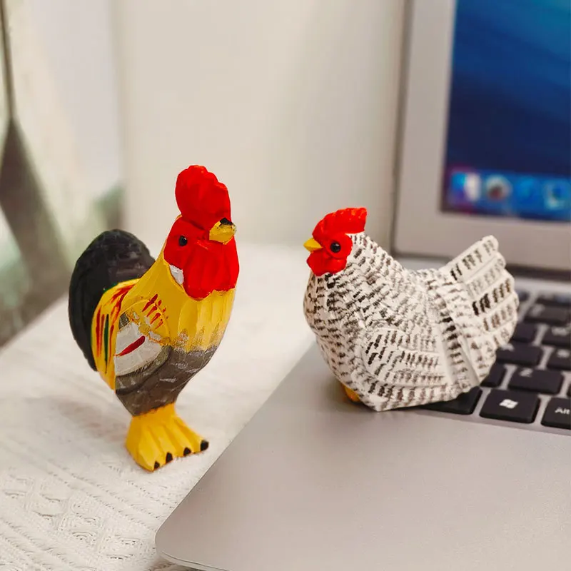 Handmade wood carving ornament rooster ornament creative ornament home office car decoration source factory wholesale generation