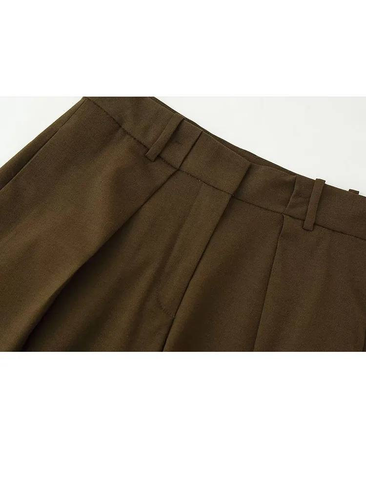 HH نساء موضة جديدة سلسلة متعددة الاستخدامات فضفاضة مطوي بنطلون أنثى مزاجه الشارع نمط عادية الكاحل طول 2-ألوان السراويل