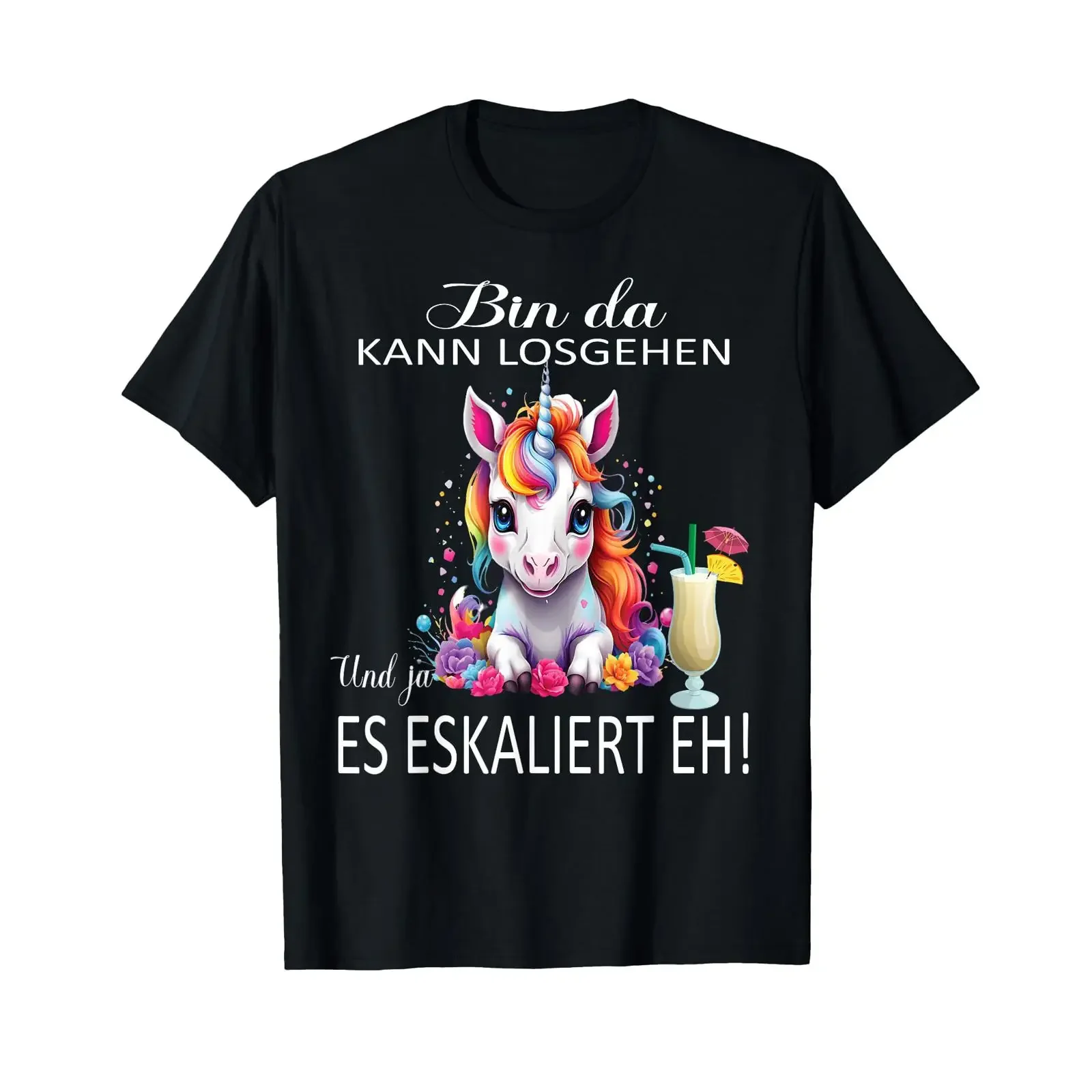 T Shirt with Unicorn Bin da kann losgehen und ja es escaliert eh German language vintage Washed Comfortable Breathable