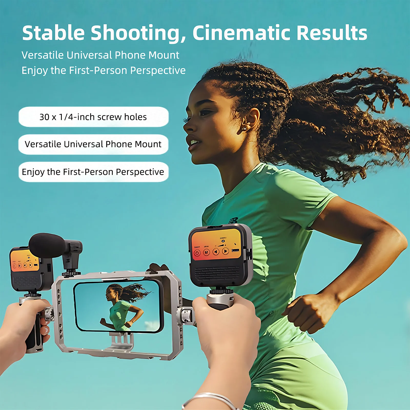 Universal mobile phone holder stabilizer wide-angle aluminum alloy for video recording