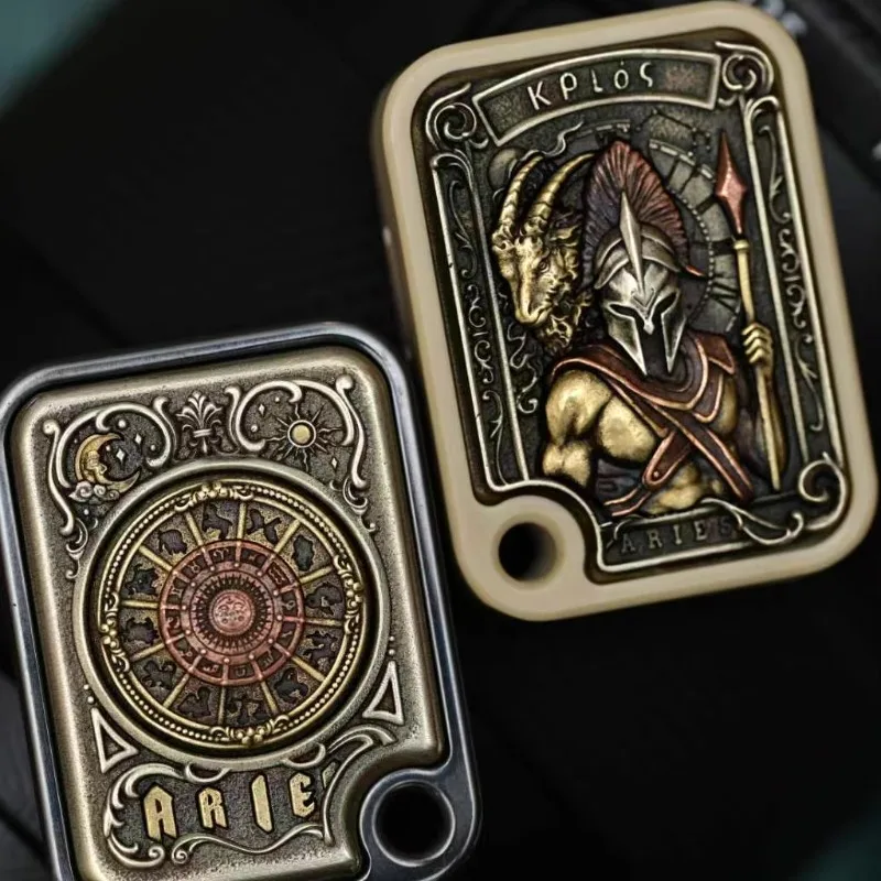 BPMODS EDC Zodiac Sign Stickers, Aries Sticker, Mechanical Side Push Price Tag, Fingertip Push Card, Stress Relief Toy