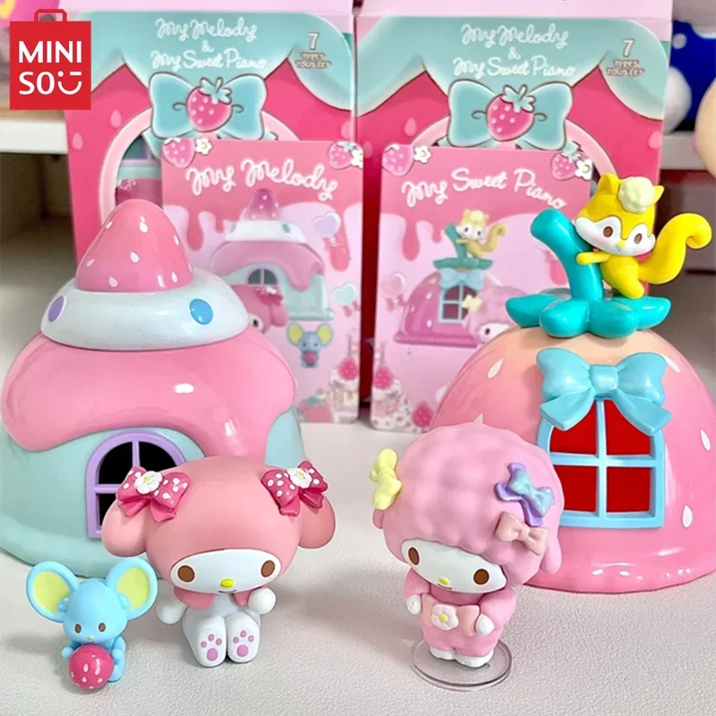 MINISO Blind Box Sanrio My Melody&My Sweet Piano Play House Series Model Kawaii Decorative Ornaments Children's Toys Gifts