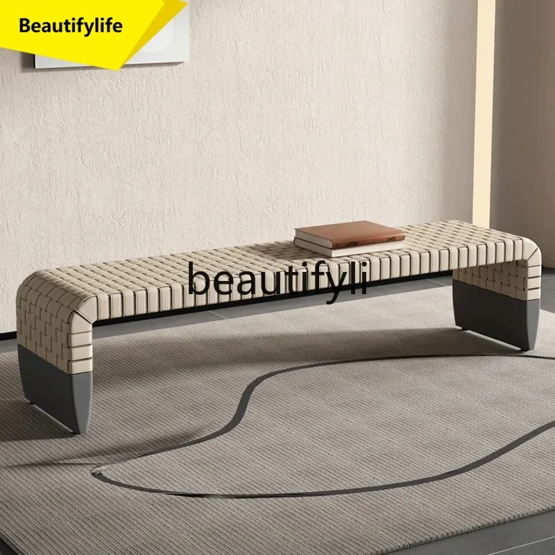 TTT Entry shoe changing stool simple Italian style wind leather art bedside stool bedroom small sofa bedside collapse shoe