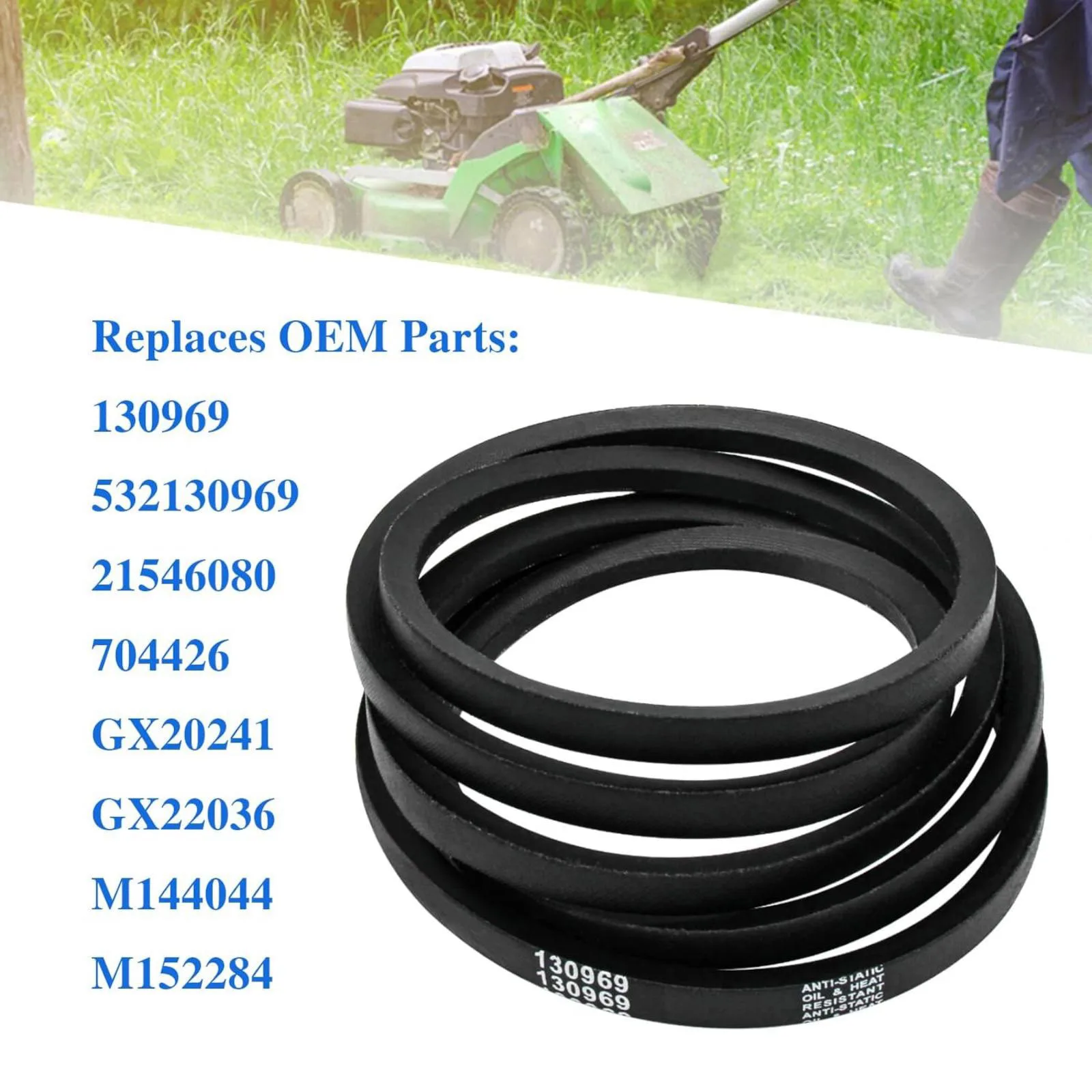 Correa de Repuesto para Cortacésped 130969 532130969 para MTD para Husqvarna YTH22V46 YTH24K48 YTH2348 YTH18542 YTH24V48 LGT2654 LGT2554