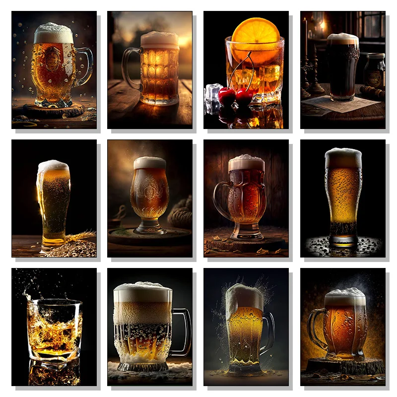 Alcohol Poster Retro Beer Decorative Scenery Bar And Winery Canvas Painting And Print Wall Pictures For Living Room Home Decor