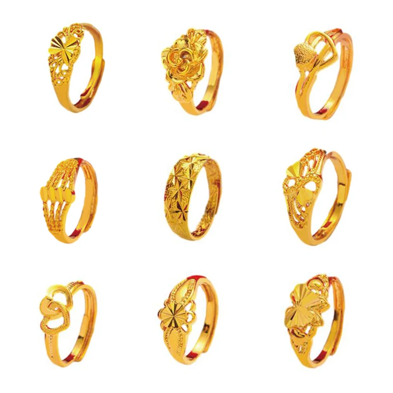 Hot 1PC Gold Plated Lucky Ring Opening Adjustable Simple Fashion Transfer Ring For Women All-match Luxury Finger Accessories.