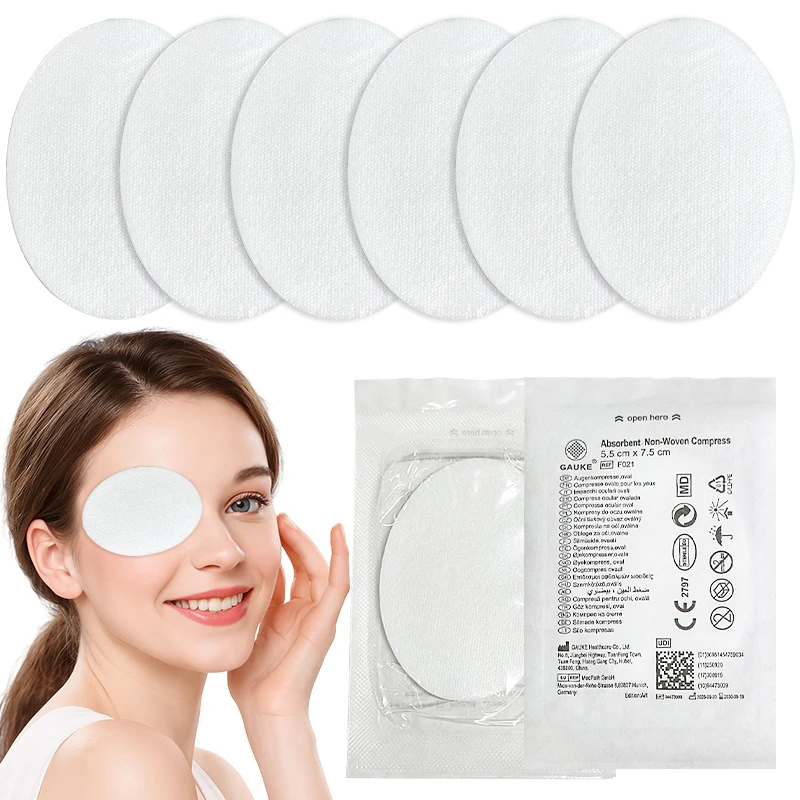 10/20/40Pcs Individually Wrapped Sterile Eye Pads, 3-Layer Thick Oval Eye Patches for Wound Care, Medical First Aid Kit Supplies
