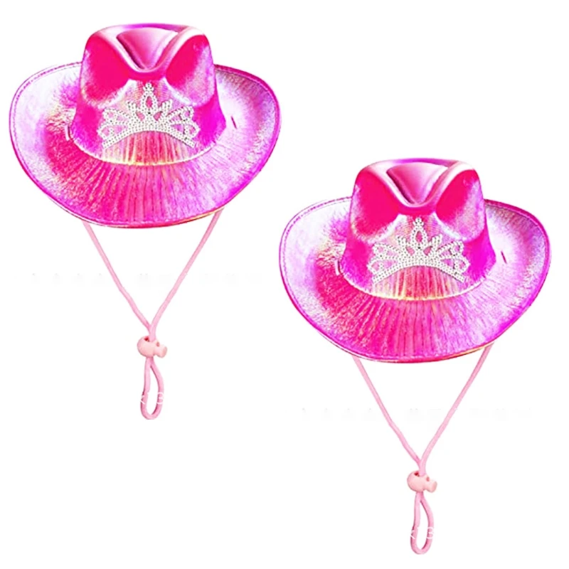 Y1UB Party Hats for Women Pink Cowboy Hat with Costume Accessories