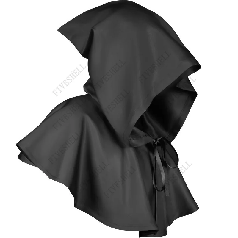 Medieval Gothic Shawl Men Women Steampunk Priest Monk Unisex Halloween Death Cape Grim Reaper Hooded Cloak Christian Cosplay