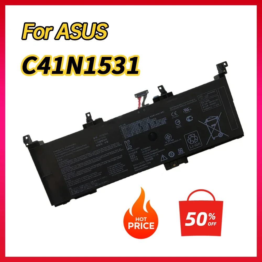 

100% новый аккумулятор C41N1531 для ноутбуков Asus ROG Strix GL502VT GL502VS-1A GL502VY-DS71 GL502VSK GL502VT-1B GL502V 4ICP4/70/92
