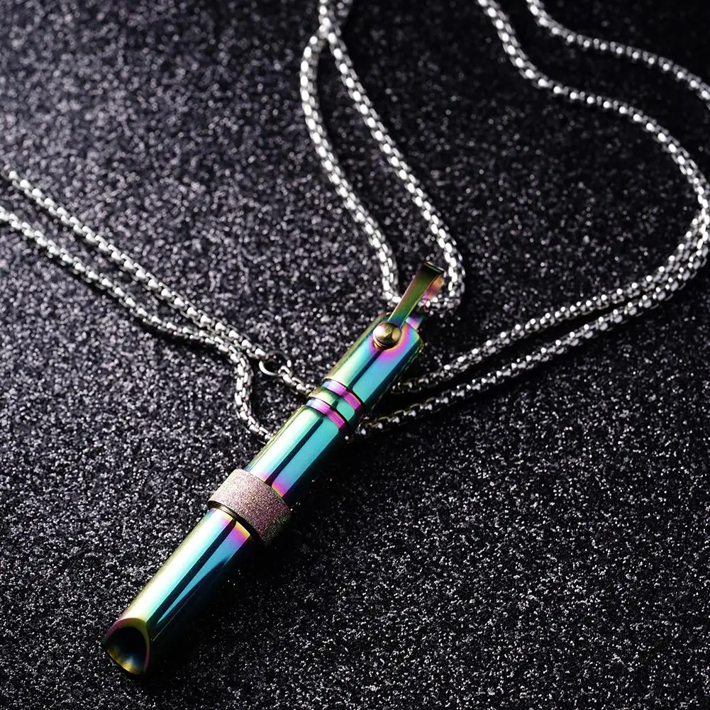 Stainless Steel Mindfulness Breathing Necklace Relief Anxiety Pendant Stress Panic Attack Relief For Women Men Meditation Tools