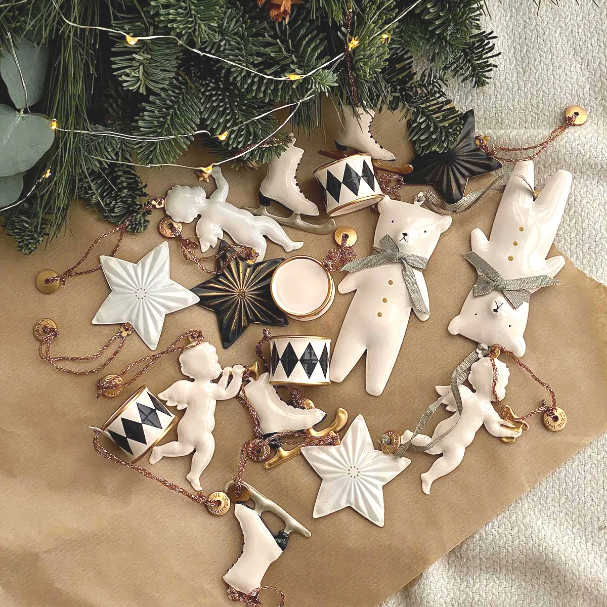 Aizulhomey-Dupla Face Metal Enfeites De Natal, Pintados À Mão, Pingente De Ferro, Decoração De Árvore De Natal, Artes Artesanato Presentes