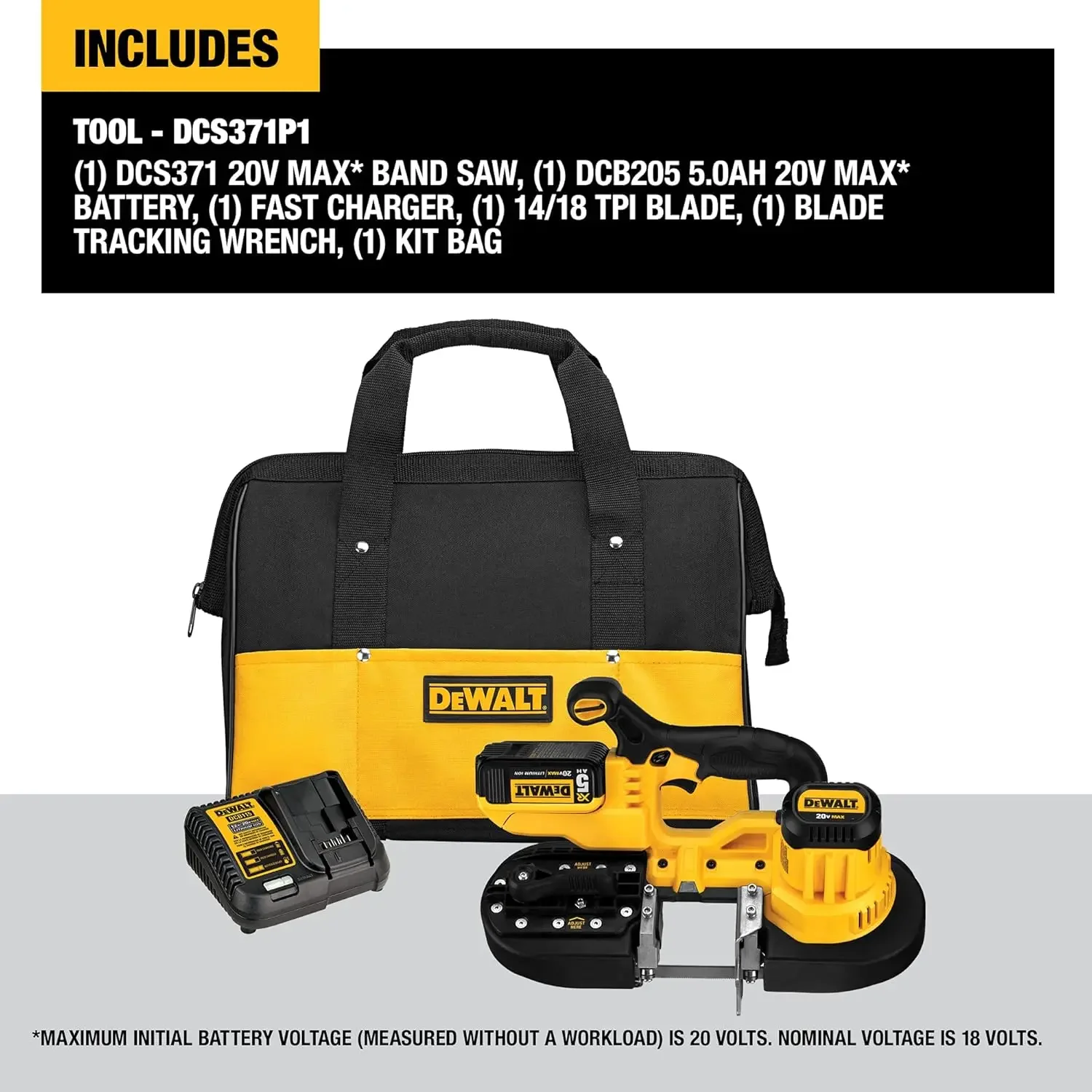 DEWALT 20V MAX Portable Band Saw Kit, Cordless (DCS371P1)