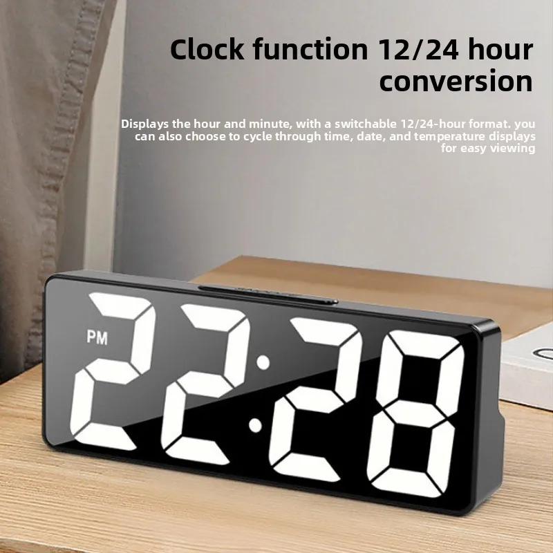LED Living Room Bedside Desk Clocks Student Dual-purpose Electronic Alarm Clocks Multi-function Clock Bedroom Desktop Ornament