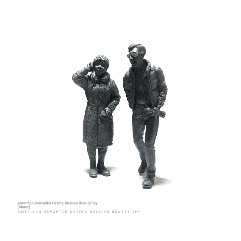 1/35 Resin-Modellfigur Journalisten und russischer Spie Gk Micro Miniatur 3D-gedrucktes weißes Modellspielzeug unmontierter und unbemalter Bausatz