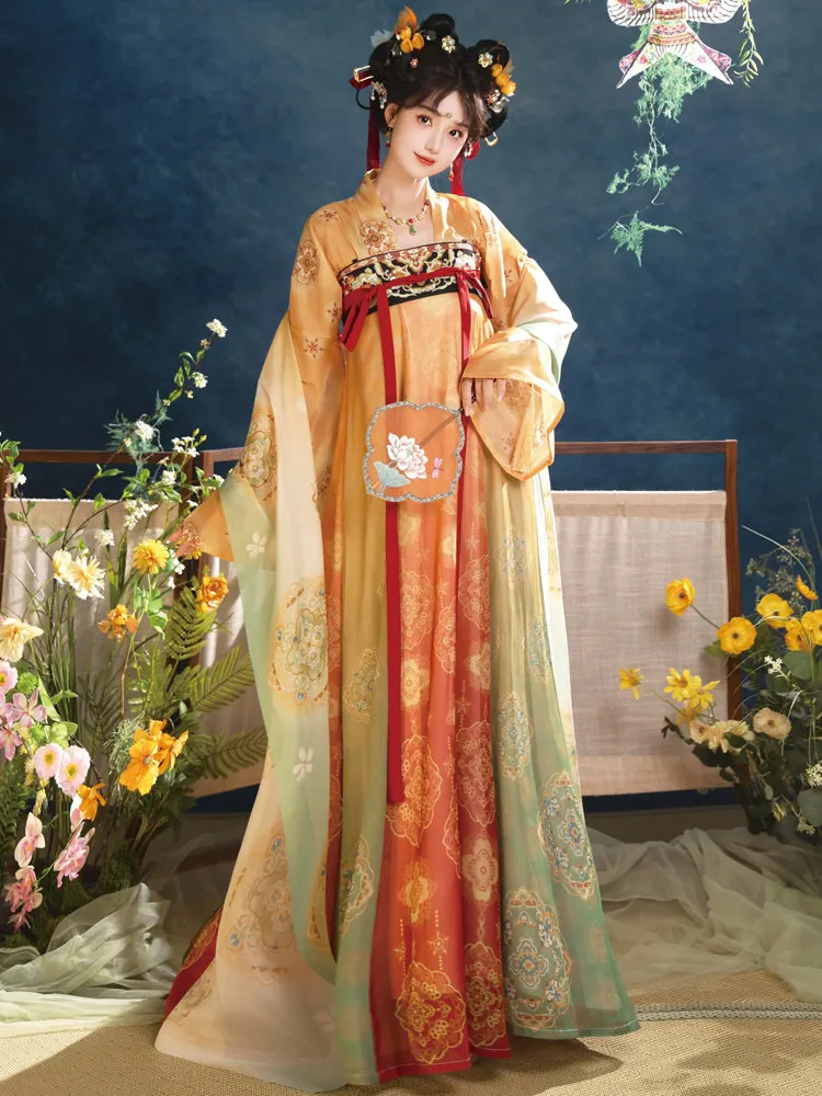 Tang Dynasty Hanfu Dress Fairy Costume Ancient Folk Dress Female Han Dynasty Oriental Princess Cosplay Chiffon Hanfu Dress