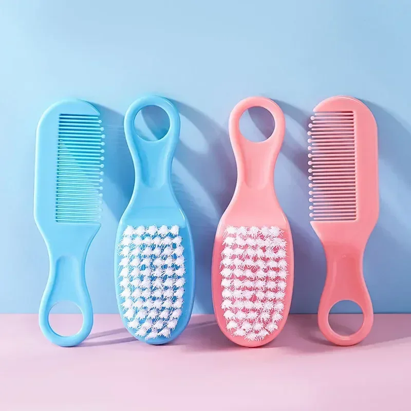 2Pcs/Set Baby Hairbrush Comb Portable Newborn Infant Toddlers Soft Hair Brush Head Massager Comb Set Baby Kid Hair Care Supplies