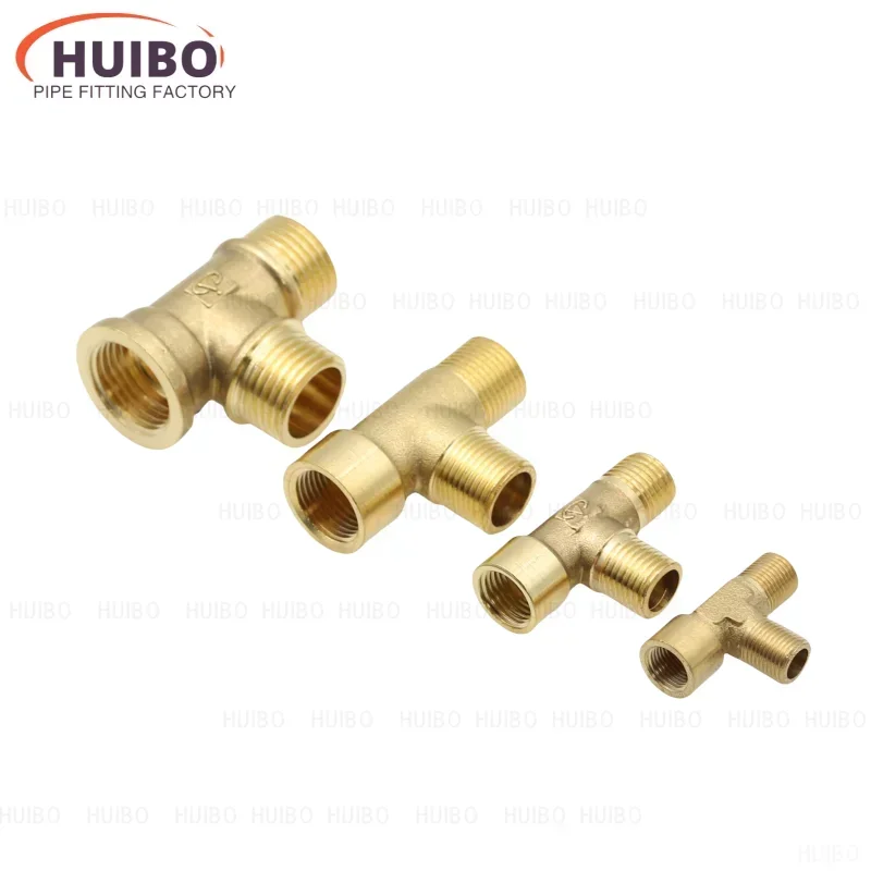 Pneumatic Plumbing Brass Pipe Fitting Male/Female Thread 1/8 1/4 3/8 1/2 BSP Tee Type Copper Fittings Water Oil Gas Adapter