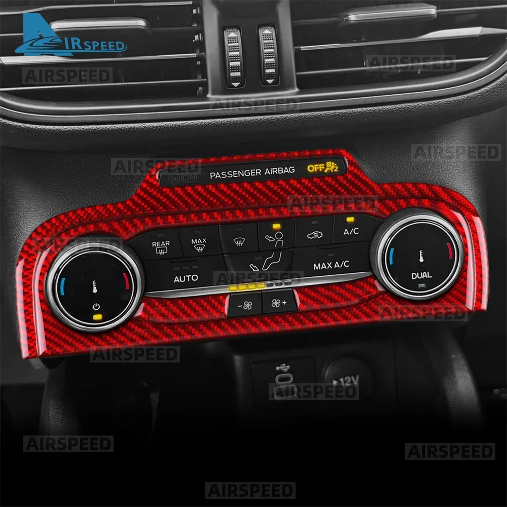 Real Soft Carbon Fiber Trim Sticker LHD For Ford Focus/Focus ST 2019 2020 2021 2022 2023 2024 2025 Car Central Control AC Frame