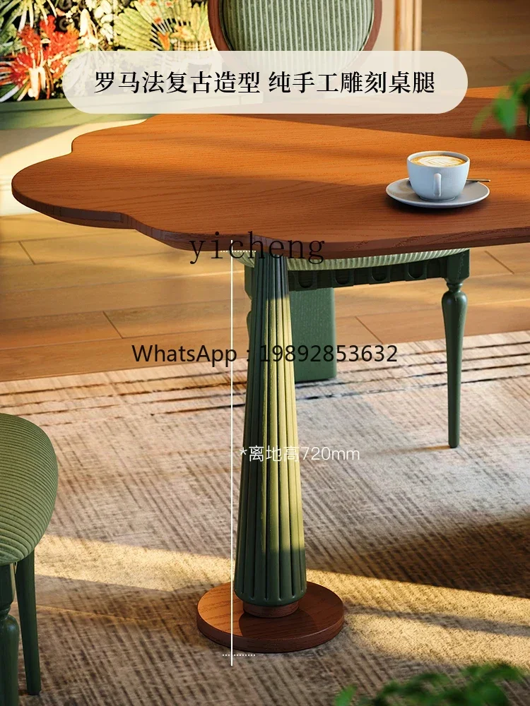 Retro Style Island Dining Table Foldable Multifunctional Wall-Mounted French Retro Dining Table Home Solid Wood Dining Table