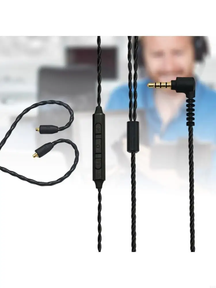 462E Enhanceds Sound Quality 4 Braideds Wire Cable Triple Button Mics MMCX Connectors for SE425 SE535 Headphones