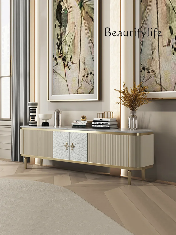 

Итальянский светлый роскошный шкаф для телевизора, журнальный столик, комбинация простой современной гостиной, напольный шкаф из массива дерева, каменной плиты