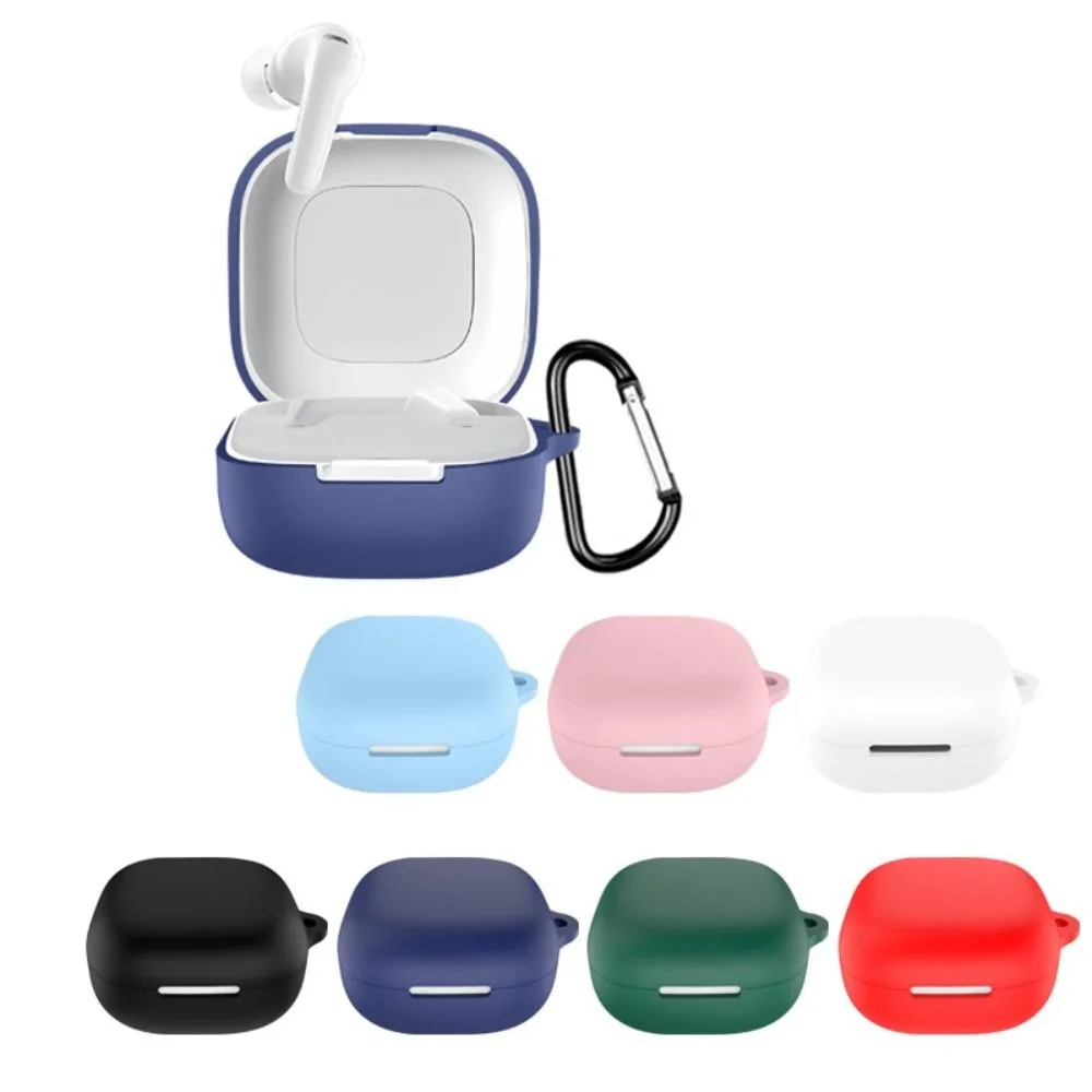 Silicone Earphone Case Dustproof with Carabiner Bluetooth Headphone Cover Shockproof Anti Drop for Anker Soundcore R60i NC