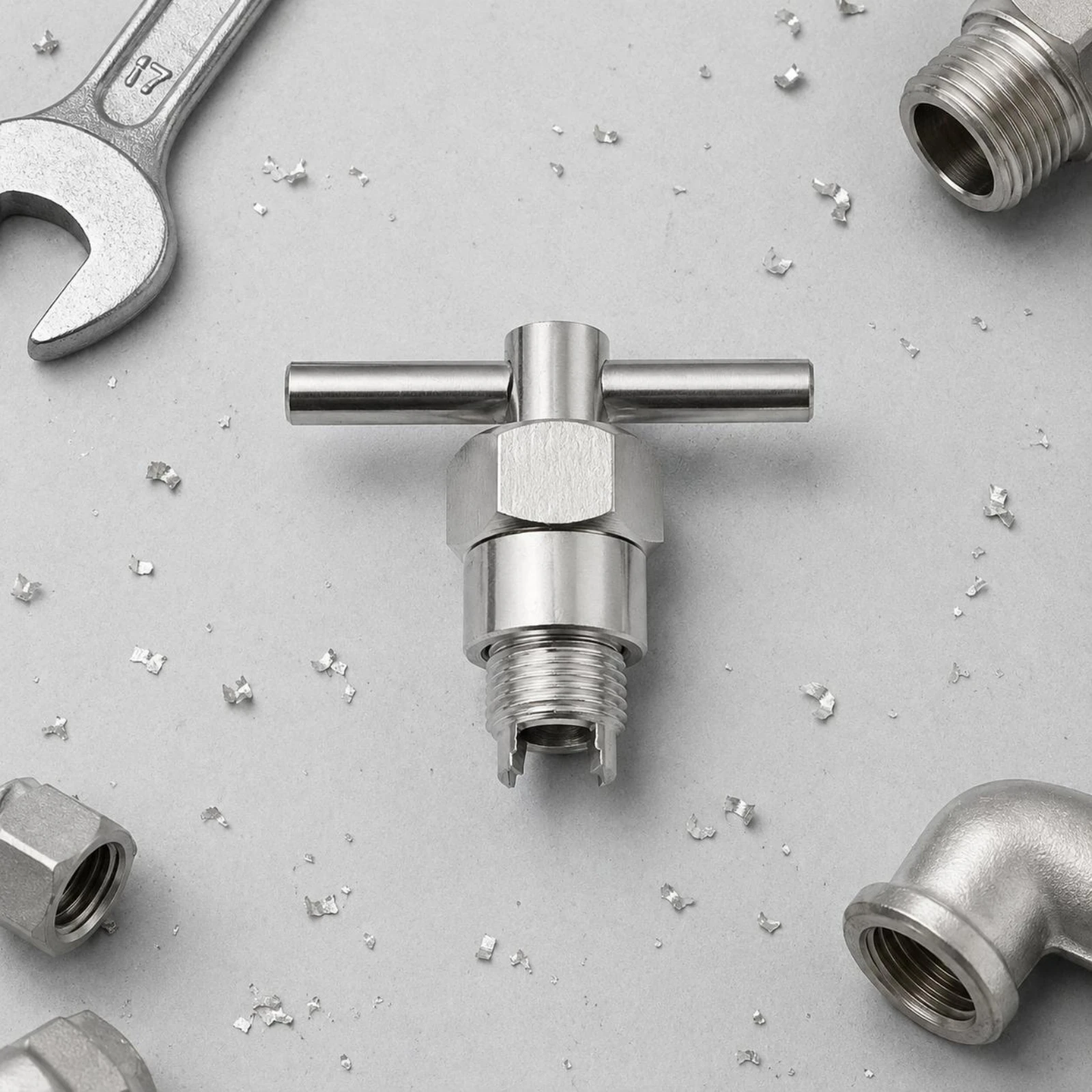 Faucet Cartridge Puller Machined Hex Cartridge Puller Tool Cylindrical Silver Metal for Bathroom Repair
