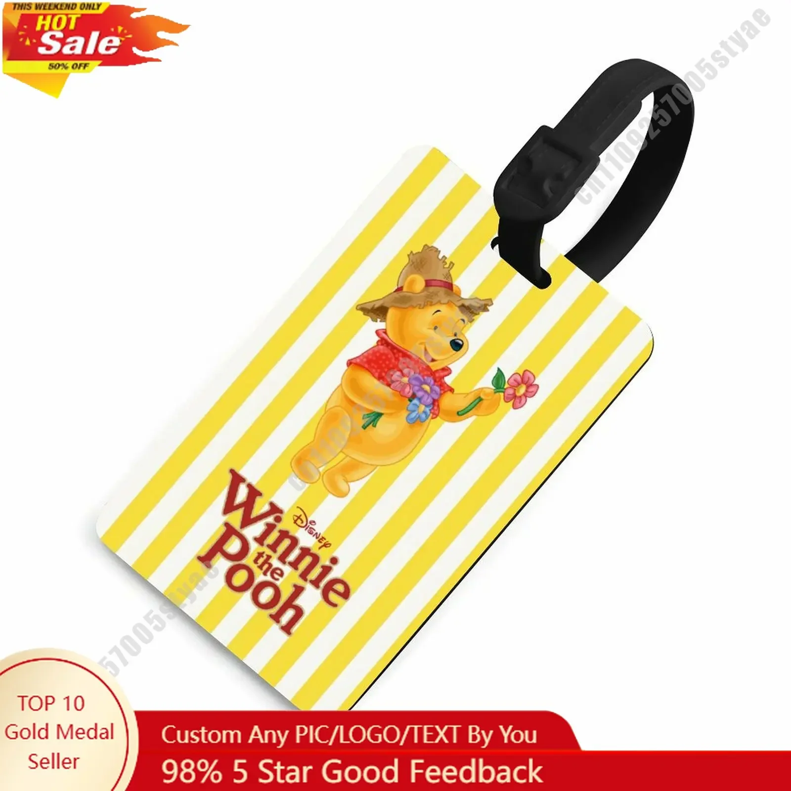 

Бирки для багажа с Винни-Пухом от Disney, персонализированные, с вашим именем, номером телефона, адресом, необходимые аксессуары для путешествий