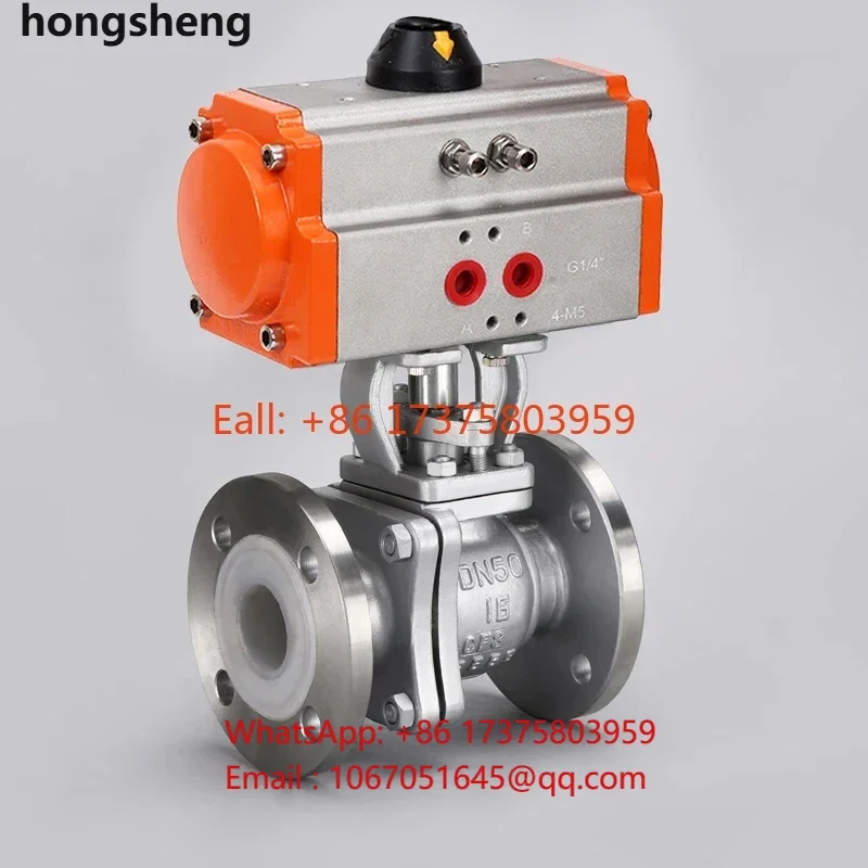 PN16 DN00 4 inch stainless steel Spring return Pneumatic Actuator PTFE seated Pneumatic 2pcs flange Ball Valve